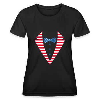 US American Flag Tuxedo Suit Tux 4th Of July - Frauen Funktions-T-Shirt - Schwarz - Vorne - AI Model Female 172 light (172cm)