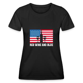 Red Wine And Blue American Independence - Frauen Funktions-T-Shirt - Schwarz - Vorne - AI Model Female 172 light (172cm)