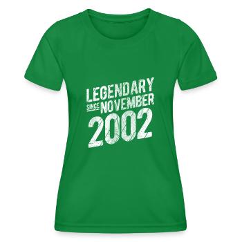 20th Birthday Gift Legendary Since November 2002 2 - Frauen Funktions-T-Shirt - Kelly Green - Vorne - AI Model Female 172 dark (172cm)