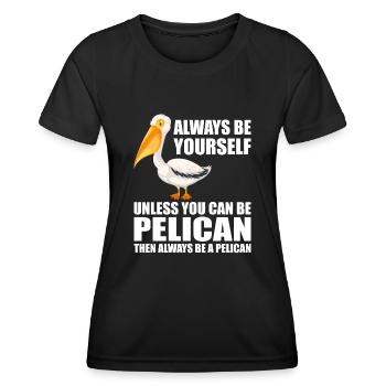 Pelikan Pelikane Vögel Wasservogel - Frauen Funktions-T-Shirt - Schwarz - Vorne - AI Model Female 172 light (172cm)