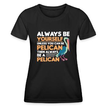 Pelikan Pelikane Vögel Wasservogel - Frauen Funktions-T-Shirt - Schwarz - Vorne - AI Model Female 172 light (172cm)