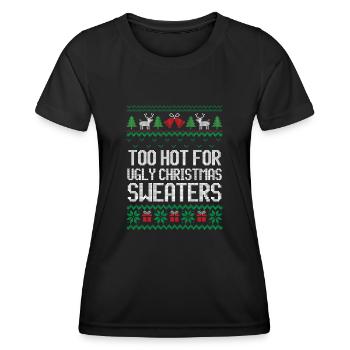 Trop chaud pour le pull de Noël moche Chemise - T-shirt sport Femme - noir - Devant - AI Model Female 172 light (172cm)