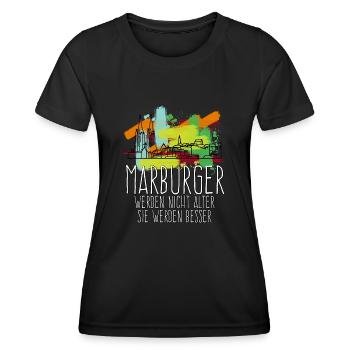 Marburg Stadt Gebäude Marburger - Frauen Funktions-T-Shirt - Schwarz - Vorne - AI Model Female 172 light (172cm)