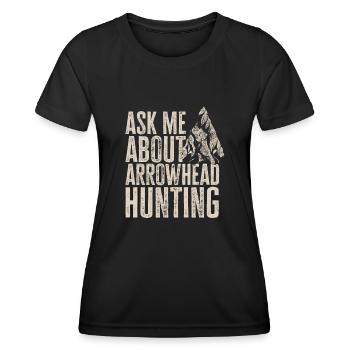 Arrowhead Hunting Pfeilspitzen Sammler - Frauen Funktions-T-Shirt - Schwarz - Vorne - AI Model Female 172 light (172cm)