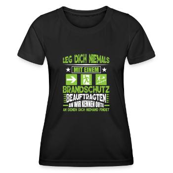 Leg dich niemals an Brandschutzbeauftragter - Frauen Funktions-T-Shirt - Schwarz - Vorne - AI Model Female 172 light (172cm)