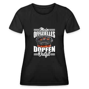 Dopfen Outdoor mein offizielles Dutch Oven - Frauen Funktions-T-Shirt - Schwarz - Vorne - AI Model Female 172 light (172cm)