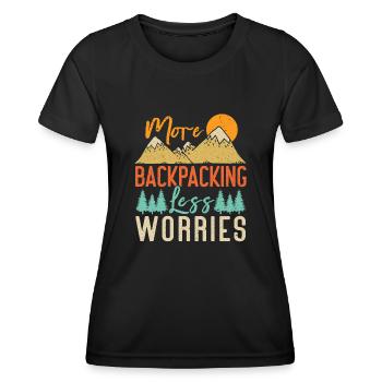 Outdoor Camping Wandern Backpacking - Frauen Funktions-T-Shirt - Schwarz - Vorne - AI Model Female 172 light (172cm)