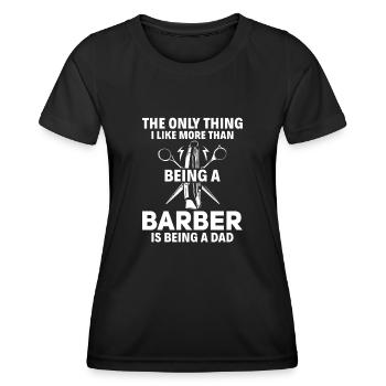 Salon de coiffure Coiffeur Coiffeur Barbier - T-shirt sport Femme - noir - Devant - AI Model Female 172 light (172cm)