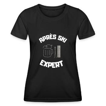 Expert après-ski - T-shirt sport Femme - noir - Devant - AI Model Female 172 light (172cm)