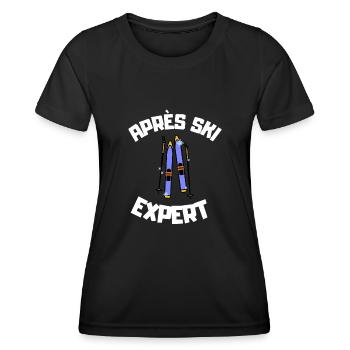 Après Ski Expert - Frauen Funktions-T-Shirt - Schwarz - Vorne - AI Model Female 172 light (172cm)