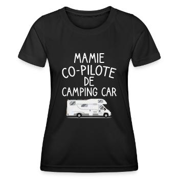 Mamie co-pilote de camping car cadeau mamie van - T-shirt sport Femme - noir - Devant - AI Model Female 172 light (172cm)