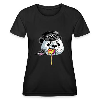 Panda Cop Polizist Gift - Frauen Funktions-T-Shirt - Schwarz - Vorne - AI Model Female 172 light (172cm)