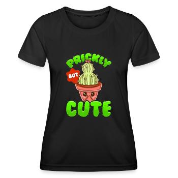 Piquant mais doux Kawaii Drôle de cactus - T-shirt sport Femme - noir - Devant - AI Model Female 172 light (172cm)