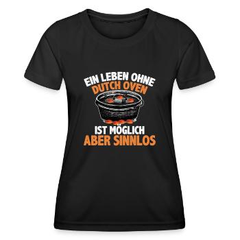 Ein Leben ohne Dutch Oven Dopfen Outdoor - Frauen Funktions-T-Shirt - Schwarz - Vorne - AI Model Female 172 light (172cm)