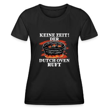 Der Dutch Oven ruft Dopfen Outdoor - Frauen Funktions-T-Shirt - Schwarz - Vorne - AI Model Female 172 light (172cm)