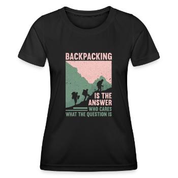 Outdoor Camping Wandern Backpacking - Frauen Funktions-T-Shirt - Schwarz - Vorne - AI Model Female 172 light (172cm)