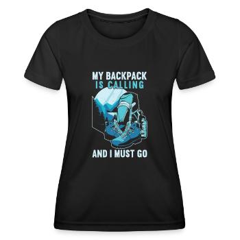 Outdoor Camping Wandern Backpacking - Frauen Funktions-T-Shirt - Schwarz - Vorne - AI Model Female 172 light (172cm)