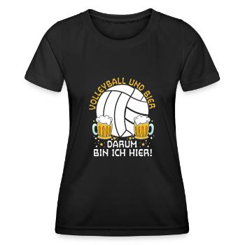 Volleyball + Bier - Volleyballer Beach Volleyball - Frauen Funktions-T-Shirt - Schwarz - Vorne - AI Model Female 172 light (172cm)