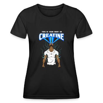 Workout Bodybuilding Fitnessstudio Gewichtheben - Frauen Funktions-T-Shirt - Schwarz - Vorne - AI Model Female 172 light (172cm)