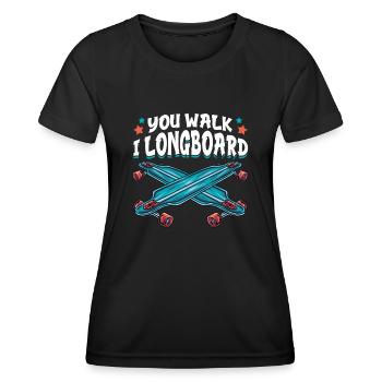 You Go I Longboard Drôle de Longboard - T-shirt sport Femme - noir - Devant - AI Model Female 172 light (172cm)