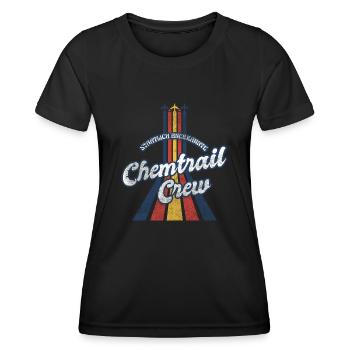 Chemise Parodie Vintage Retro Chemtrail Crew - T-shirt sport Femme - noir - Devant - AI Model Female 172 light (172cm)
