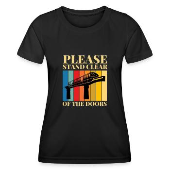 Les transports en commun se tiennent à l’écart de - T-shirt sport Femme - noir - Devant - AI Model Female 172 light (172cm)