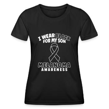 I Wear Black For My Son Melanoma Skin Cancer - Frauen Funktions-T-Shirt - Schwarz - Vorne - AI Model Female 172 light (172cm)