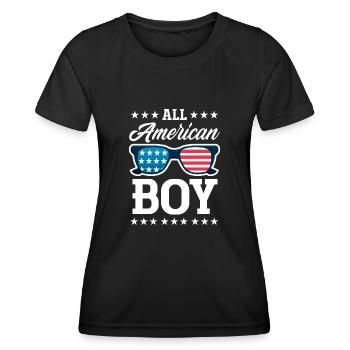 Amérique États-Unis Américain Américain - T-shirt sport Femme - noir - Devant - AI Model Female 172 light (172cm)