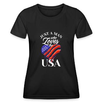 Amérique États-Unis Américain Américain - T-shirt sport Femme - noir - Devant - AI Model Female 172 light (172cm)