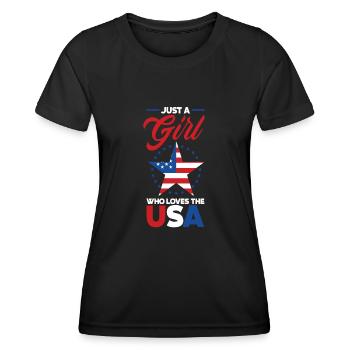 Amérique États-Unis Américain Américain - T-shirt sport Femme - noir - Devant - AI Model Female 172 light (172cm)