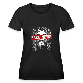 Jesus Fake News - Frauen Funktions-T-Shirt - Schwarz - Vorne - AI Model Female 172 light (172cm)