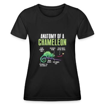 Caméléon, Lézard, Reptile, Herpétologiste - T-shirt sport Femme - noir - Devant - AI Model Female 172 light (172cm)
