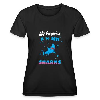 Requin Requin Plongeur Requin - T-shirt sport Femme - noir - Devant - AI Model Female 172 light (172cm)