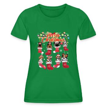 Mery Noël Chiens mignons en bas - T-shirt sport Femme - vert - Devant - AI Model Female 172 dark (172cm)