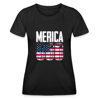 Amérique États-Unis Américain Américain - T-shirt sport Femme - noir - Devant - AI Model Female 172 light (172cm)