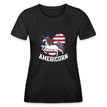 Amérique États-Unis Américain Américain - T-shirt sport Femme - noir - Devant - AI Model Female 172 light (172cm)