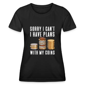 Numismatics Coin Collecting Gift - Women's Functional T-Shirt - black - Front - AI Model Female 172 light (172cm)
