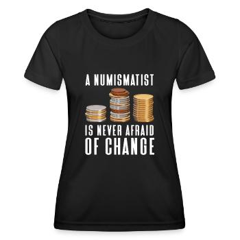 Numismatic Coin Collecting Gift - Women's Functional T-Shirt - black - Front - AI Model Female 172 light (172cm)