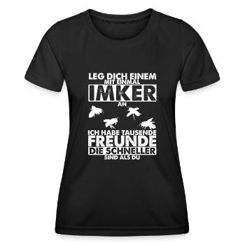 Imker Bienen Leg dich niemals mit einem Imker an S - Frauen Funktions-T-Shirt - Schwarz - Vorne - AI Model Female 172 light (172cm)