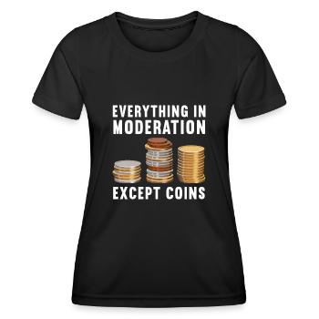 Numismatic Coin Collecting Gift - Women's Functional T-Shirt - black - Front - AI Model Female 172 light (172cm)