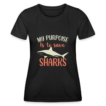 Requin Requin Plongeur Requin - T-shirt sport Femme - noir - Devant - AI Model Female 172 light (172cm)