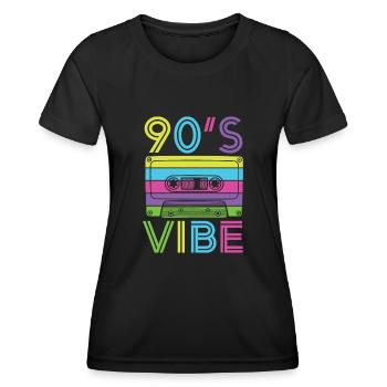 90s Vibe TShirt for 90s Music Lover - Frauen Funktions-T-Shirt - Schwarz - Vorne - AI Model Female 172 light (172cm)