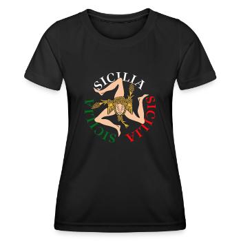 Sizilien flagge Sizilien Palermo Italien - Frauen Funktions-T-Shirt - Schwarz - Vorne - AI Model Female 172 light (172cm)