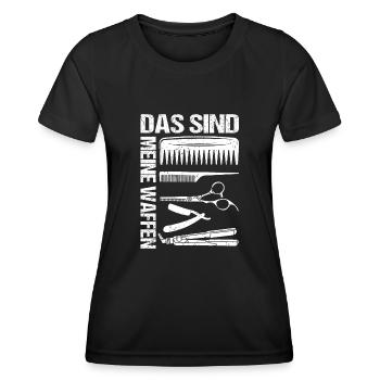 Friseur Barber - Das sind meine Waffen Geschenkide - Frauen Funktions-T-Shirt - Schwarz - Vorne - AI Model Female 172 light (172cm)