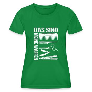 Friseur Barber - Das sind meine Waffen Geschenkide - Frauen Funktions-T-Shirt - Kelly Green - Vorne - AI Model Female 172 dark (172cm)