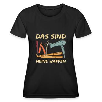 Friseur Barber - Das sind meine Waffen Geschenk Sa - Frauen Funktions-T-Shirt - Schwarz - Vorne - AI Model Female 172 light (172cm)