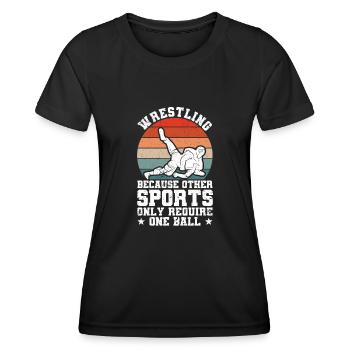 La lutte, car pour les autres sports une seule balle - T-shirt sport Femme - noir - Devant - AI Model Female 172 light (172cm)