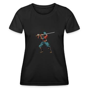 Épée Katana Samouraï - T-shirt sport Femme - noir - Devant - AI Model Female 172 light (172cm)
