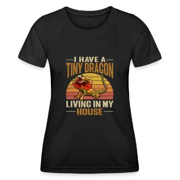 Kragenechse Frilled-neck lizard Reptil Herpetologe - Frauen Funktions-T-Shirt - Schwarz - Vorne - AI Model Female 172 light (172cm)