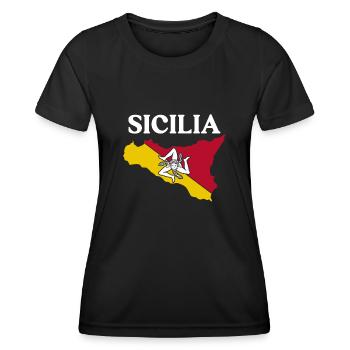 Sizilien flagge Sizilien Palermo Italien - Frauen Funktions-T-Shirt - Schwarz - Vorne - AI Model Female 172 light (172cm)